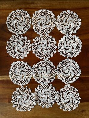 Set of 12 White Crochet Coasters